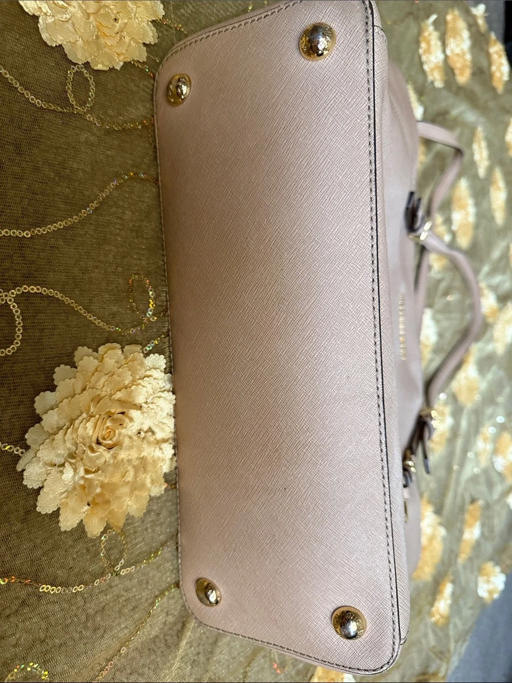 Michael Kors Blush Pink Saffiano Tote with Gold Accents